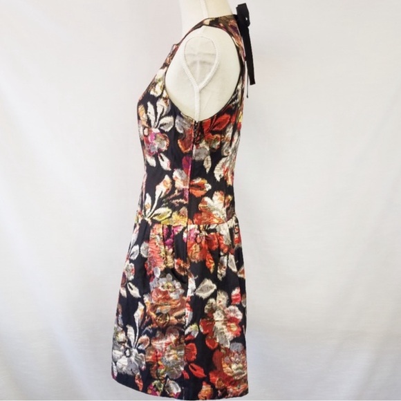 Anthropologie Leifsdottir Adelita Brocade Metallic Mini Dress Pockets - Picture 6 of 7